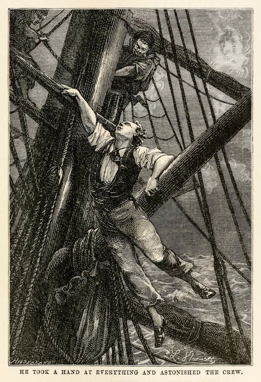 لقد مد يده على كل شيء وأذهل الطاقم ، من حول العالم في ثمانين يومًا بقلم جول فيرن (1828-1905) الذي نقشه هنري تيوفيل هيلدبراند (1824-97) ، 1873 بواسطة هيبوليت ليون بعد بينيت