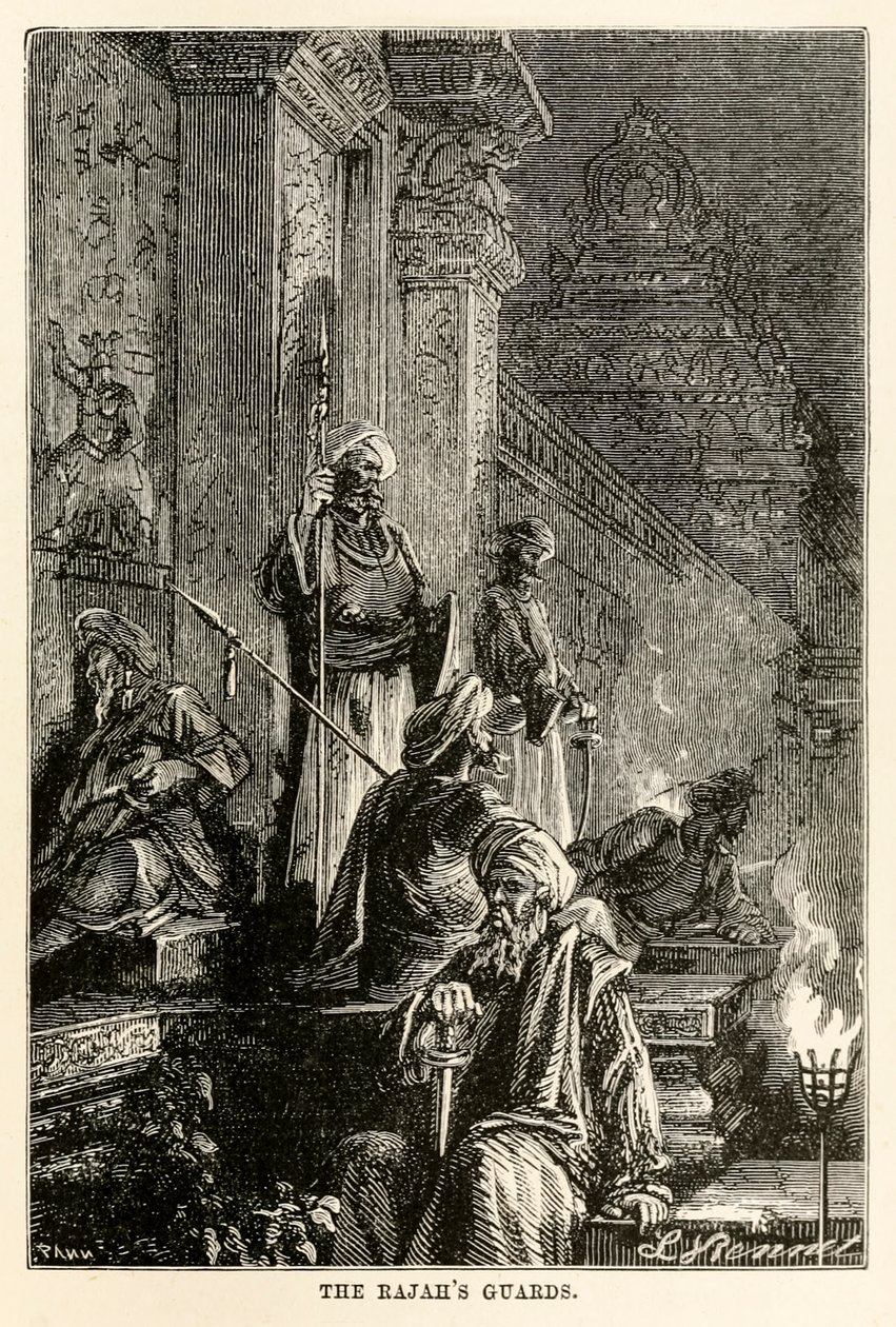 حراس الراجح ، من حول العالم في ثمانين يومًا بقلم جول فيرن (1828-1905) ، منقوش من قبل أدولف فرانسوا بانيميكر (1822-1900) ، 1873 بواسطة هيبوليت ليون بعد بينيت