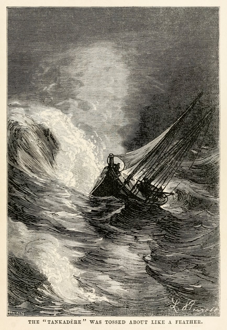 تم إلقاء الدبابات على شكل ريشة ، من حول العالم في ثمانين يومًا بواسطة جول فيرن (1828-1905) نقشها أدولف فرانسوا بانيميكر (1822-1900) ، 1873 بواسطة هيبوليت ليون بعد بينيت