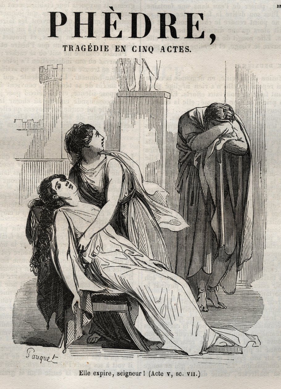 Phedre ، بقلم جان راسين (1639-1699 - نقش في "" أعمال جان راسين "" موضح بواسطة بوكيه وإشعار بقلم إميل دي لا بيدوليير - 1851 بواسطة هيبوليت لويس باوكيه
