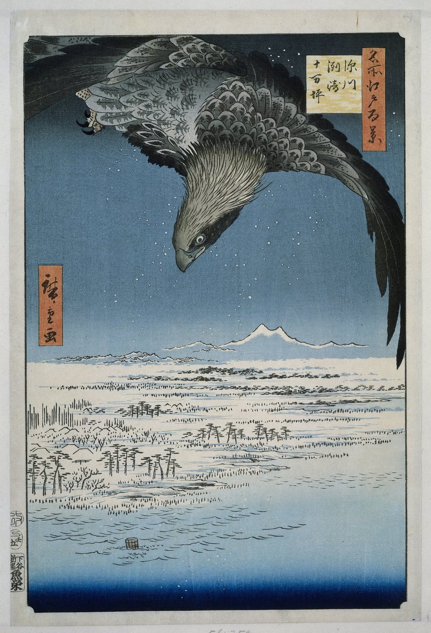 سهل جومانتسوبو في سوساكي بالقرب من فوكاغاوا Fukagawa Susaki Jumantsubo (العنوان على الكائن) مائة منظر مشهور لإيدو (عنوان المسلسل) ميشو إيدو هياكي (عنوان المسلسل على الكائن) بواسطة هيروشيغي (أنا)، أوتاغاوا