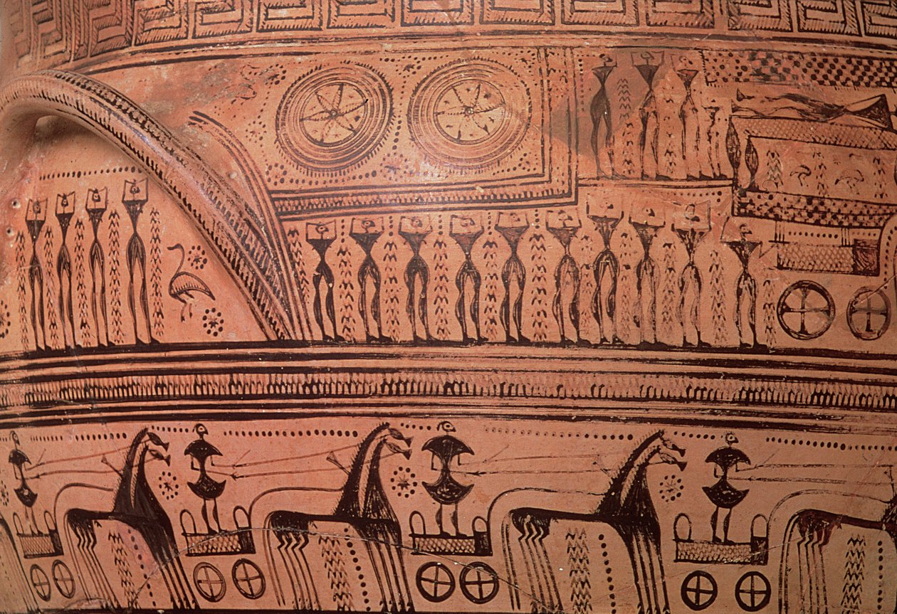 كراتر هندسي علية ، من Dipylon ، 750-735 قبل الميلاد (سيراميك) (التفاصيل بواسطة رسام هيرشفيلد