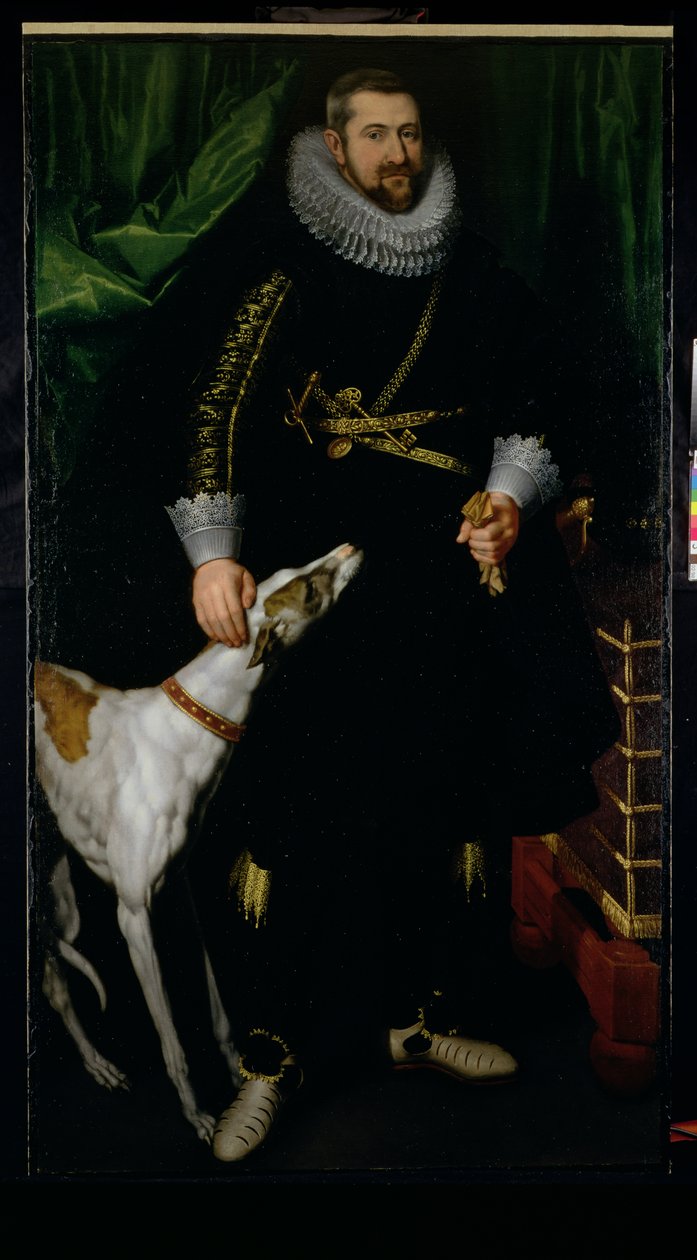 صورة لرجل نبيل قيل أنه من عائلة Coudenhouve من فلاندرز ، c.1610-20 (زوج من 121430) بواسطة مدرسة Hispano الفلمنكية