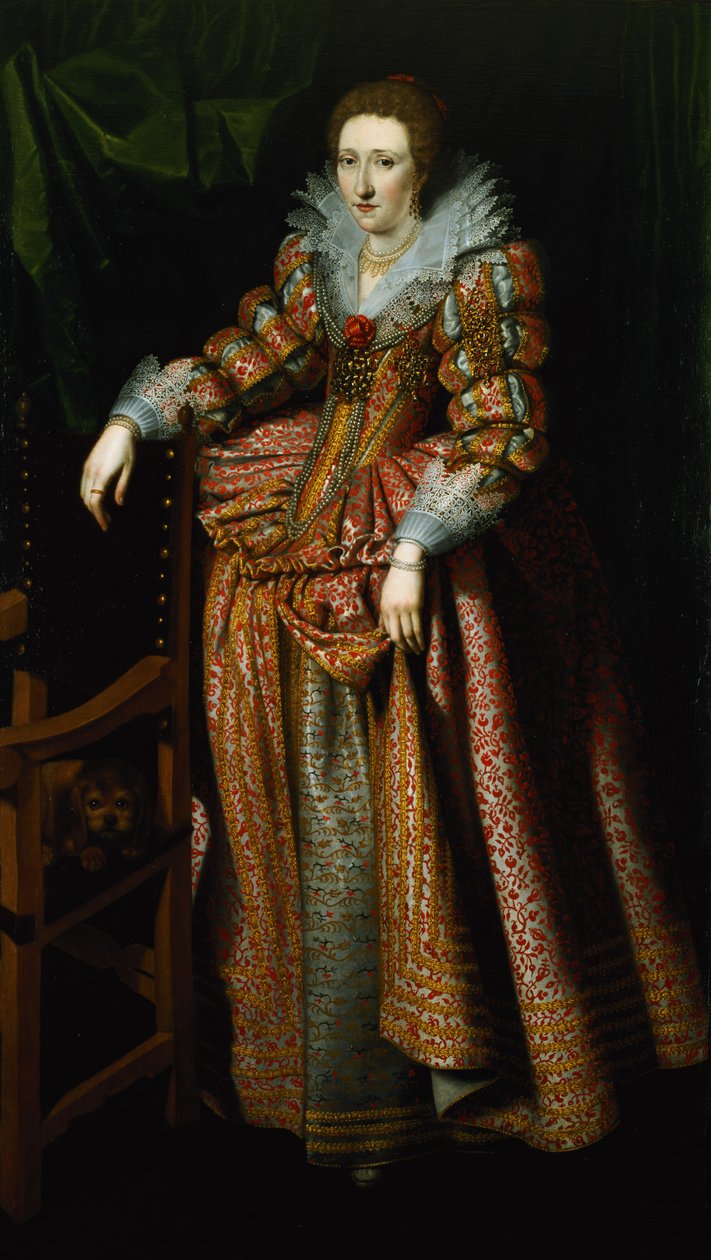 صورة لسيدة قيل أنها من عائلة Coudenhouve من فلاندرز ، c.1610-20 (زوج من 121431) بواسطة مدرسة Hispano الفلمنكية