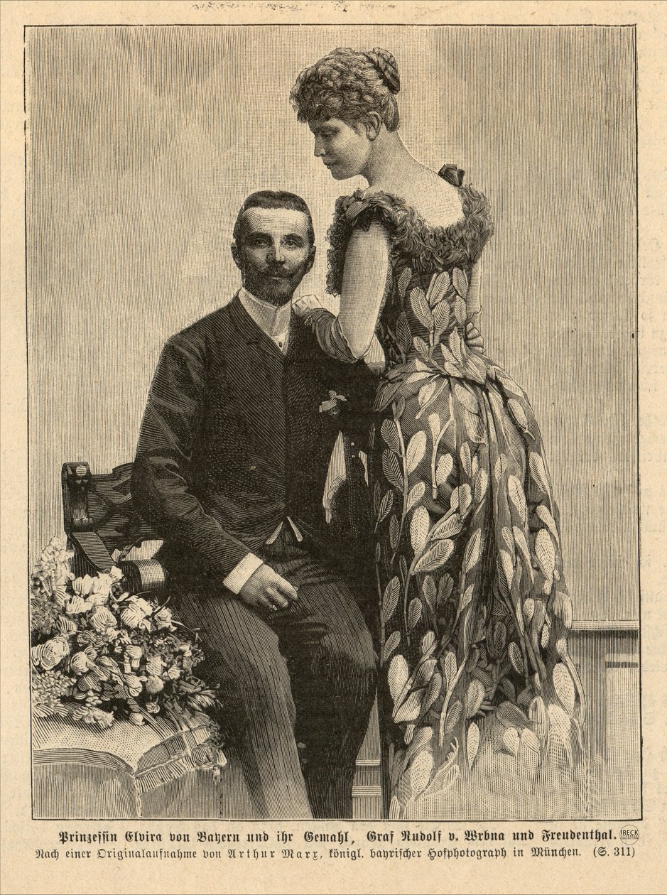 الأميرة إلفيرا من بافاريا (1868-1943) مع زوجها رودولف فون ريبنا-كونيتز-ريتبيرج-كويستنبيرج وفرويدنتال بواسطة مصور المحكمة آرثر ماركس