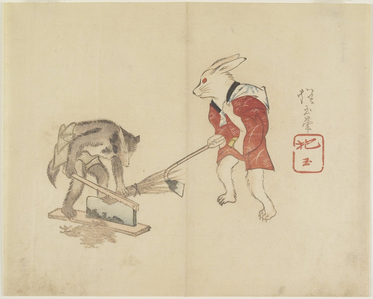 (أرنب و الراكون قطع القش) ، ج. 1830 بواسطة Hogyoku