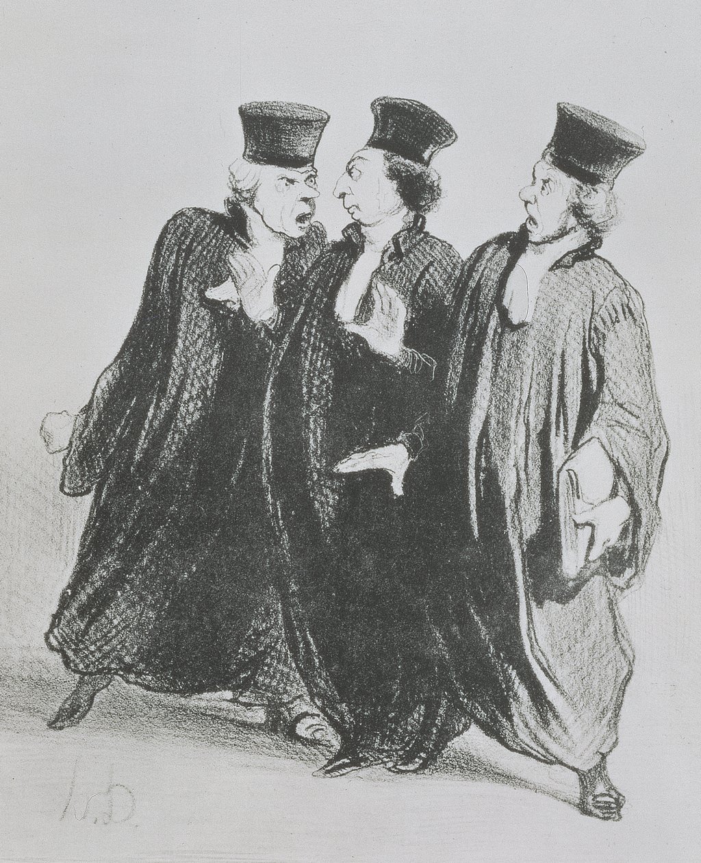 نزاع خارج قاعة المحكمة ، من سلسلة "Les Gens de Justice" c.1846 (فحم على ورق) بواسطة الشرف دومييه