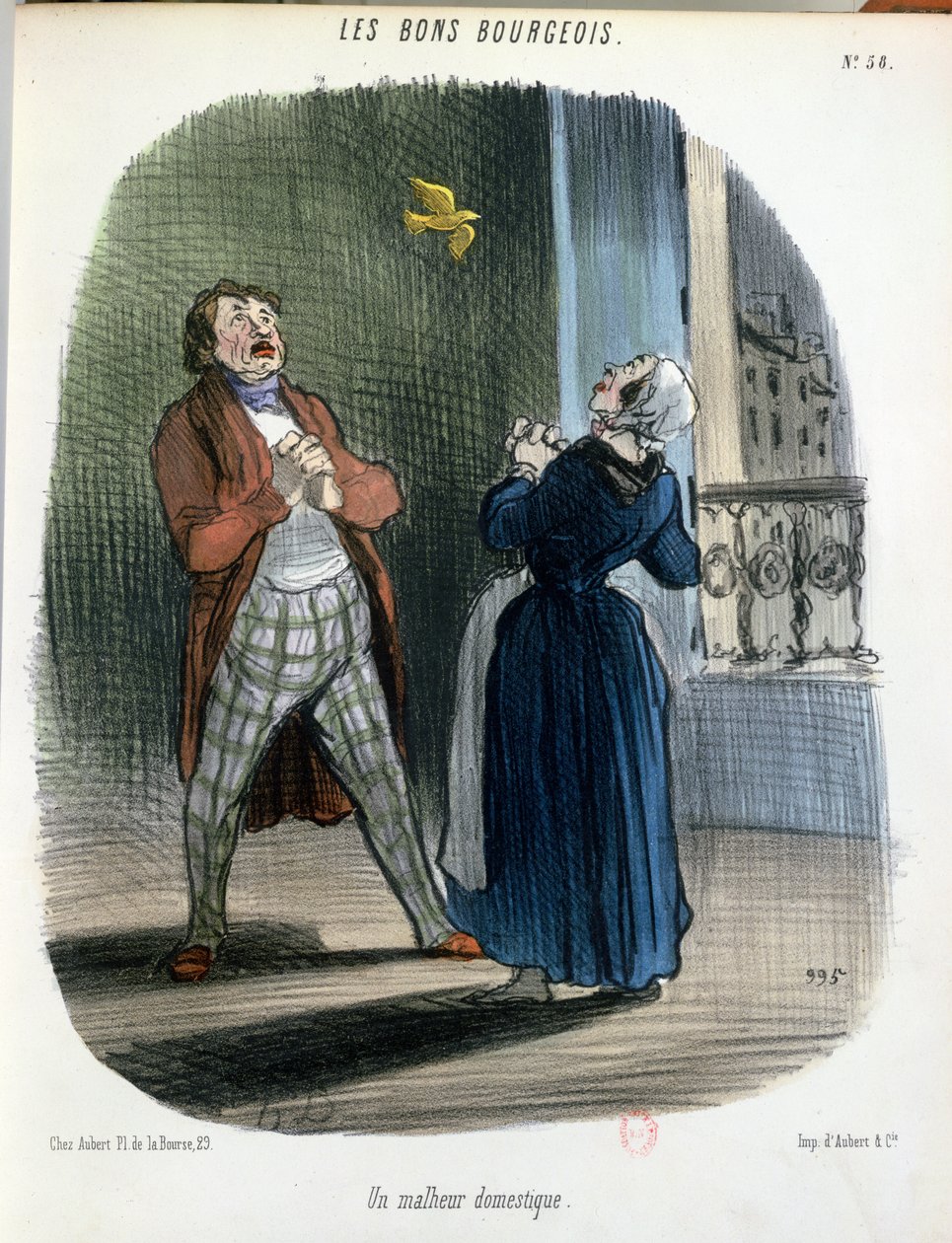 حادثة منزلية ، من "Les Bons Bourgeois" ، c.1835-40 بواسطة الشرف دومييه
