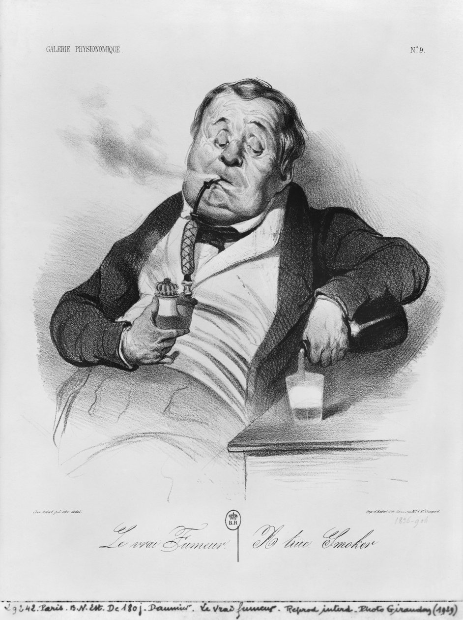 مدخن حقيقي ، من سلسلة "Galerie physionomique" ، 1836 بواسطة الشرف دومييه