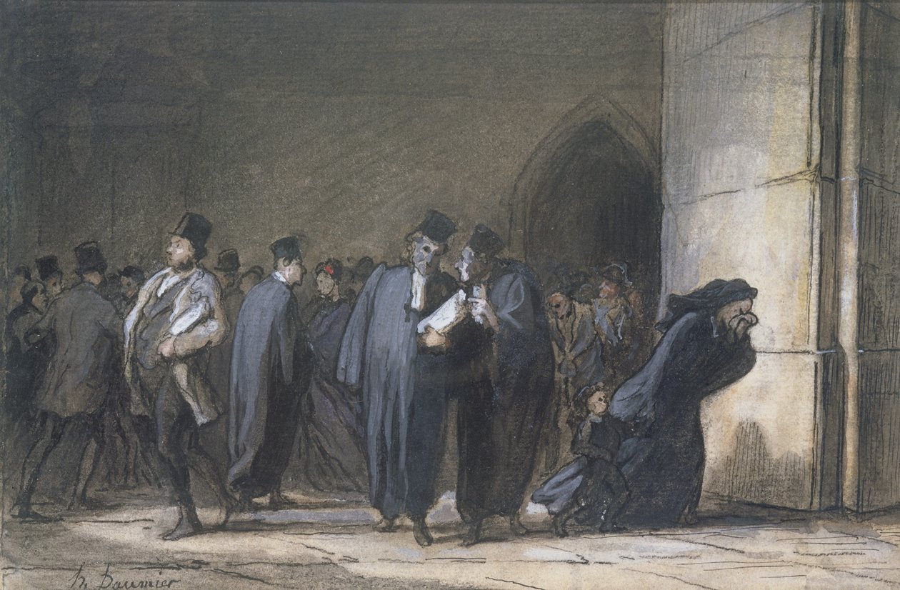 في قصر العدل ، c.1862-65 (قلم وحبر ، غواش ومرحاض على ورق) بواسطة الشرف دومييه