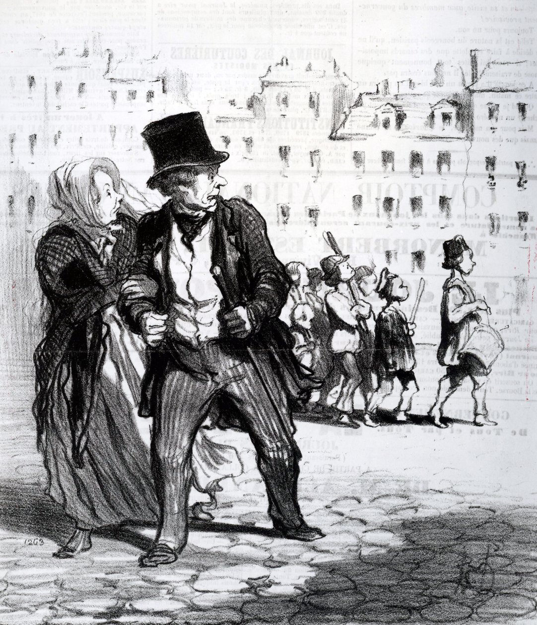 Le Alarmistes et les Alarmes ، رسم توضيحي من "Le Charivari" ، 1848 (الطباعة الحجرية) بواسطة الشرف دومييه