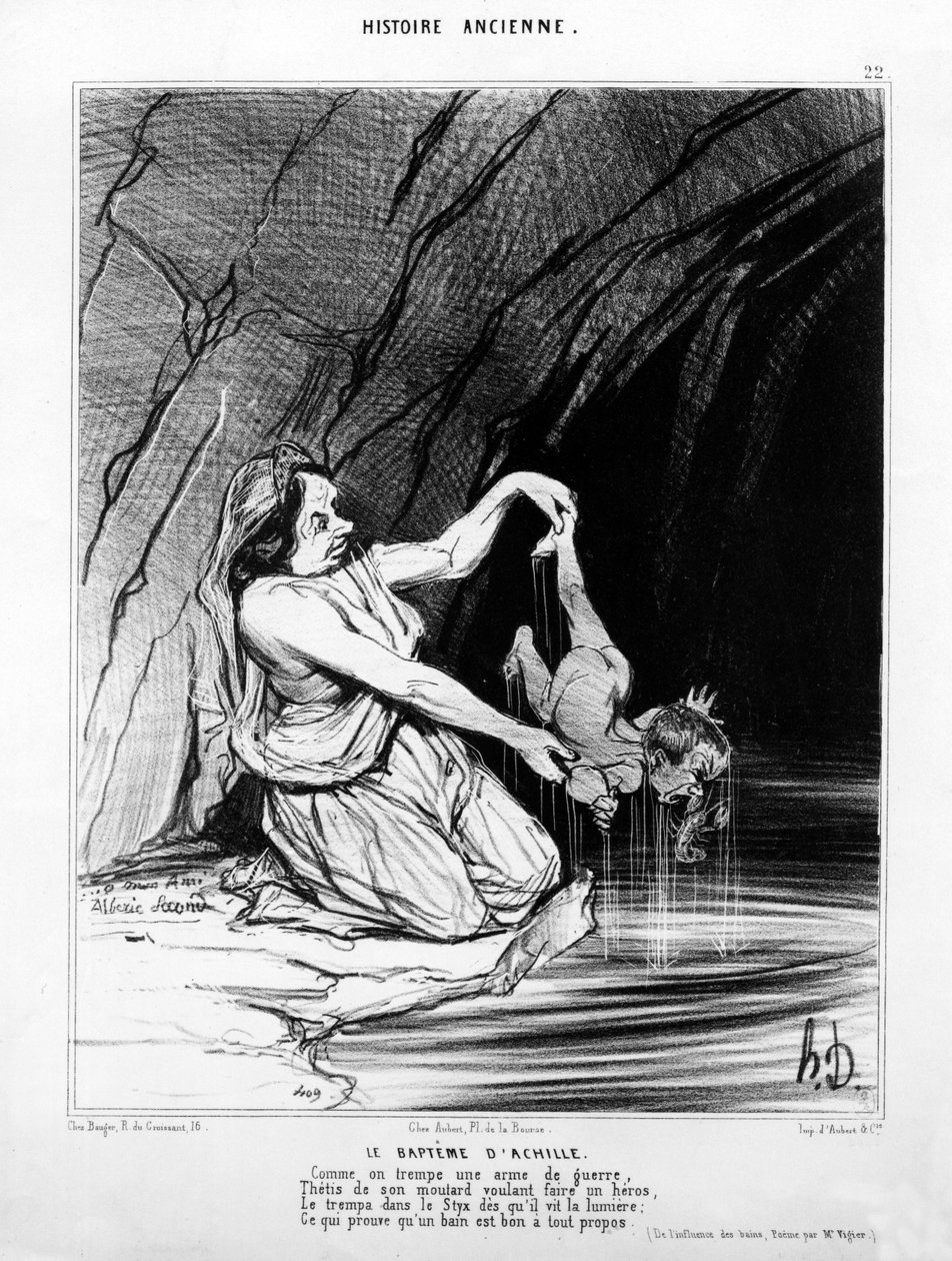 معمودية أخيل ، نُشرت في "لو شاريفاري" ، 28 أغسطس 1842 بواسطة الشرف دومييه