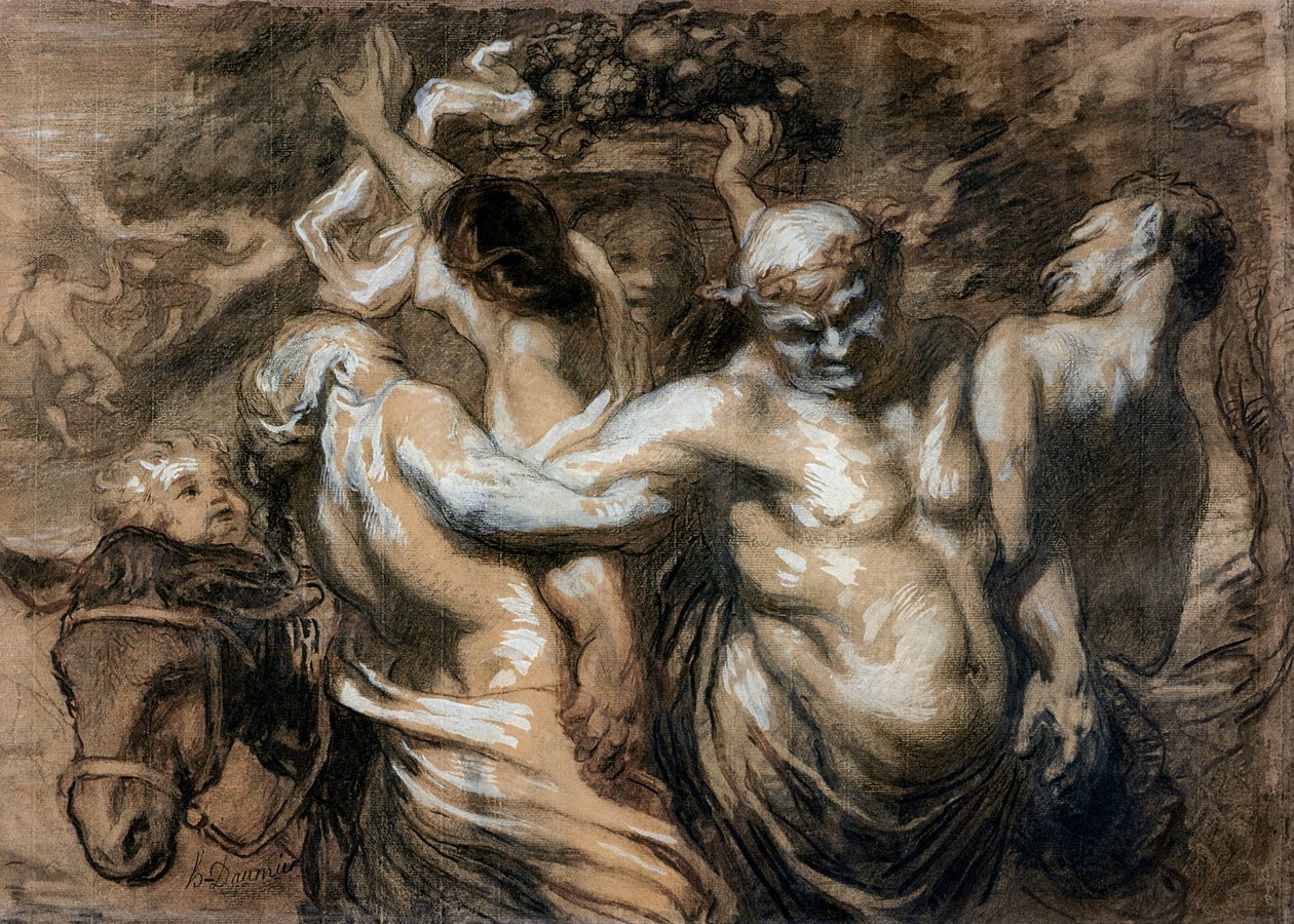 The Drunken Silenus (فحم وجسم بلون على ورق) بواسطة الشرف دومييه
