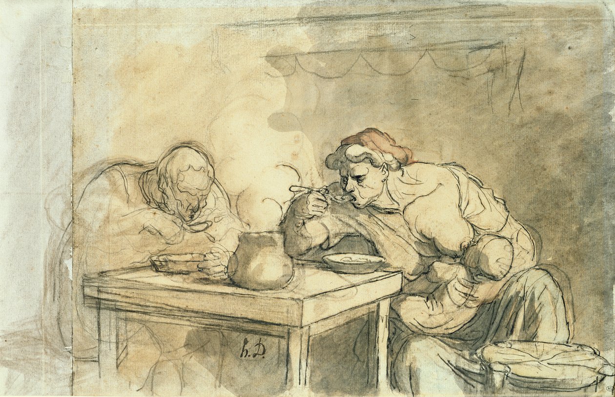 الحساء ، c.1862-65 (قلم وحبر ، مرحاض وقلم رصاص على ورق) بواسطة الشرف دومييه
