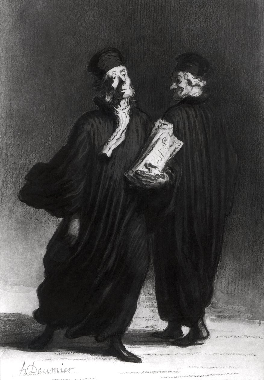 اثنان من المحامين ، c.1862 (ألوان مائية وقلم رصاص على ورق) بواسطة الشرف دومييه