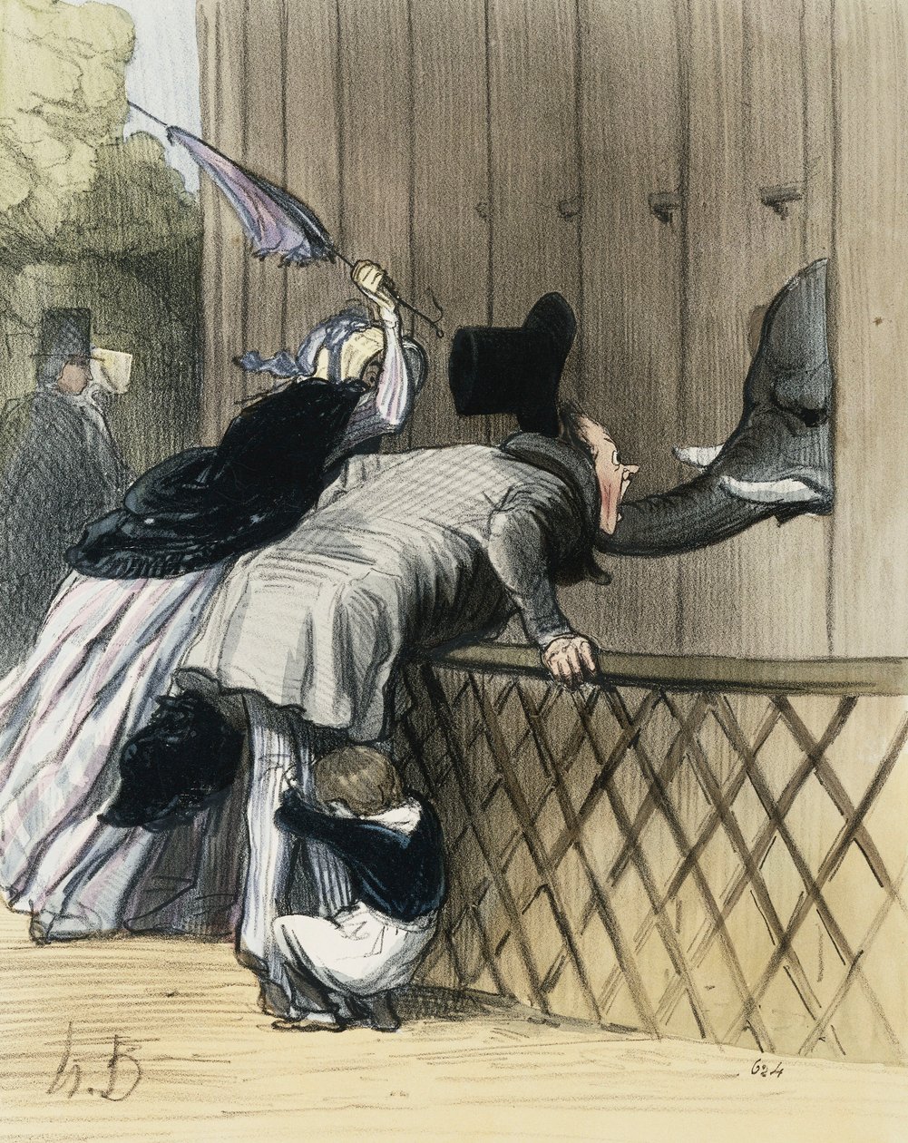 فيلم A Fright in the Jardin des Plantes من "Les Etrangers a Paris" بقلم Honore Daumier، Aubert et Compagnie، 1844 بواسطة الشرف دومييه