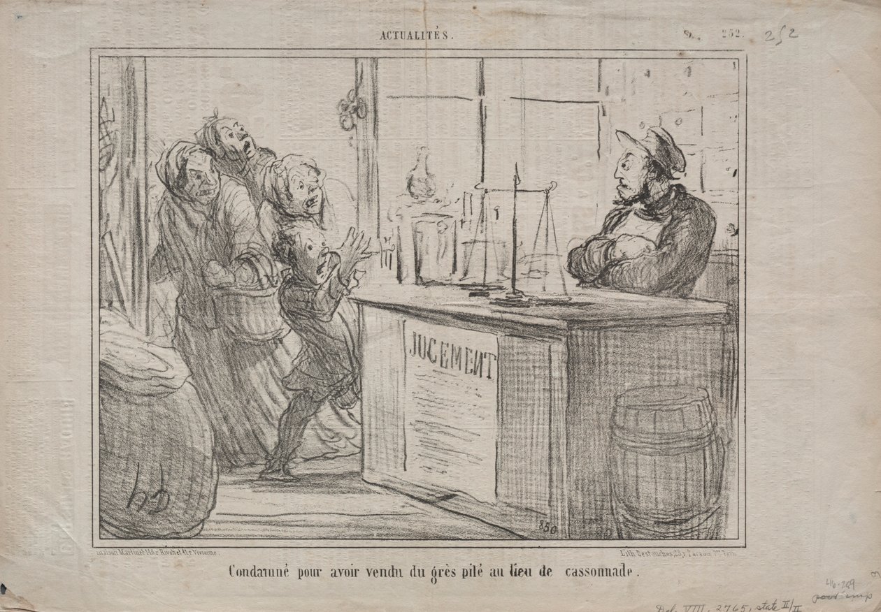 الوقائع رقم 252: مدان لبيع كومة من الرمل بدلاً من السكر البني الرطب ، 1855. بواسطة الشرف دومييه