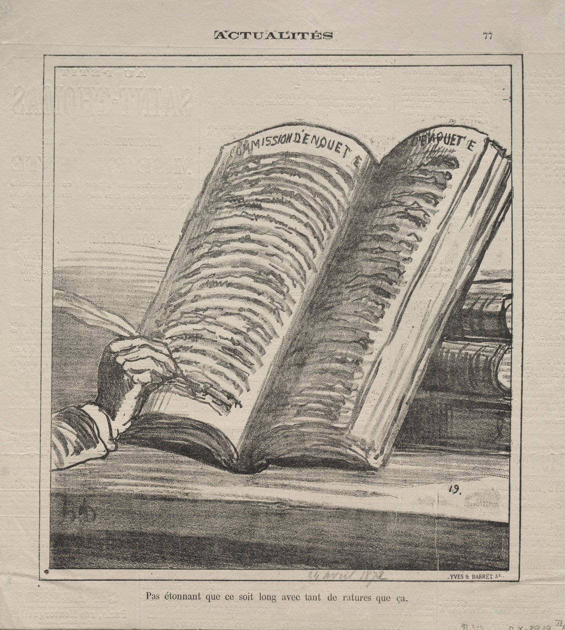 الوقائع رقم 77: لا تندهش من أنها طويلة ومع العديد من التصحيحات ، 1872. بواسطة الشرف دومييه