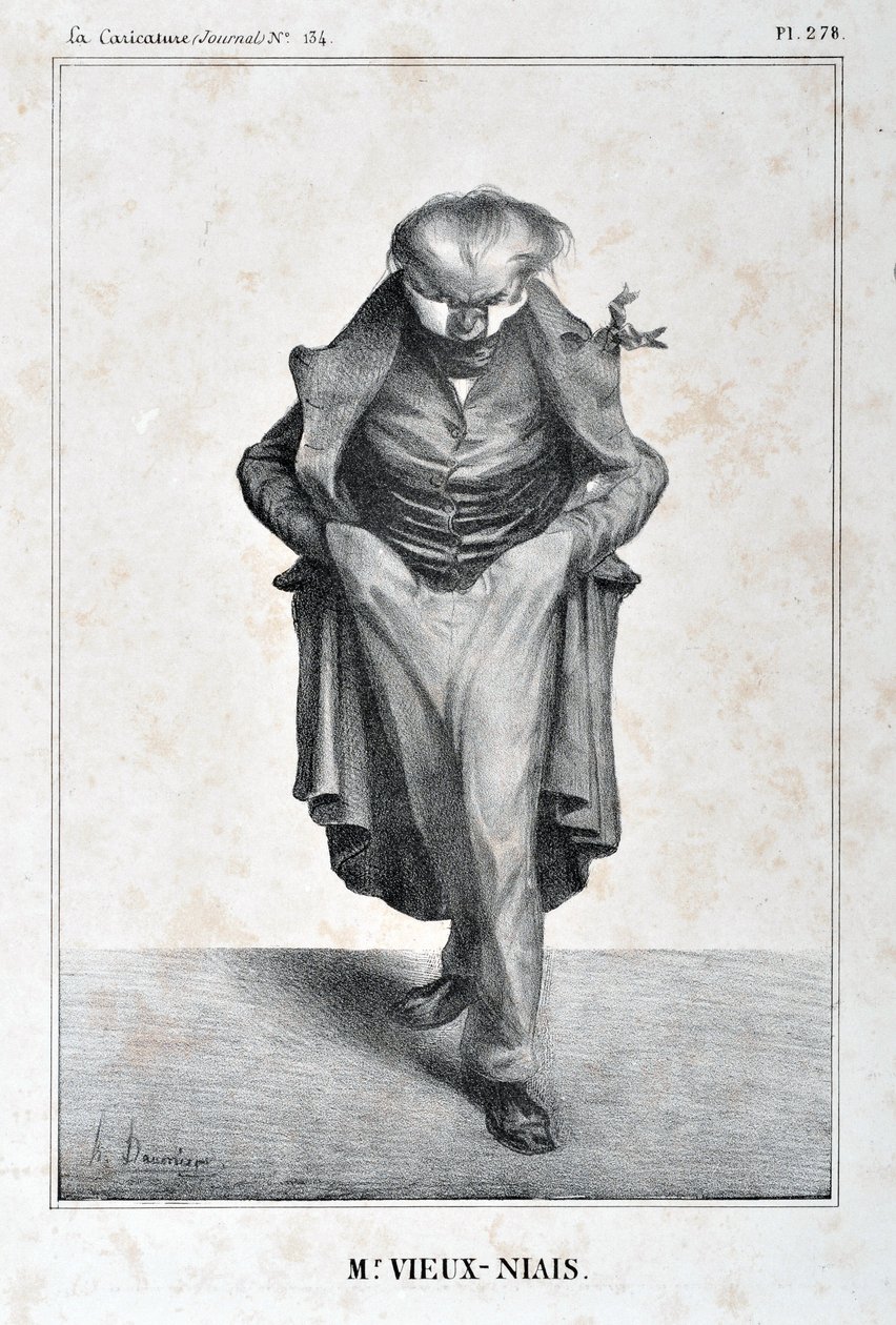 عمل فني من قبل هونور دومير (1808-1879). يعود تاريخ Charivari إلى عام 1833: سلسلة Celebrites de la Caricature "" M. Vieux-Niais "MUSEE DES BEAUX ARTS - PALAIS LONGCHAMP ، MARSEILLE بواسطة الشرف دومييه