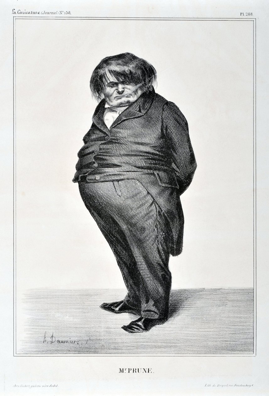 عمل فني من قبل هونور دومير (1808-1879). يعود تاريخ Charivari إلى عام 1833: Serie Celebrites de la Caricature "" M. Plum "" MUSEE DES BEAUX ARTS - PALAIS LONGCHAMP، MARSEILLE بواسطة الشرف دومييه