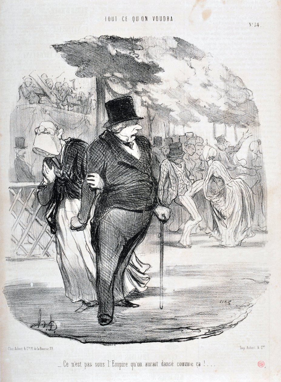 عمل فني من قبل هونور دومير (1808-1879). يعود تاريخ Charivari إلى عام 1849: Serie ALL What You Will "" ليس تحت الإمبراطورية أننا نرقص هكذا! ... "متحف الفنون الجميلة - PALACE LONGCHAMP، MARSEILLE بواسطة الشرف دومييه