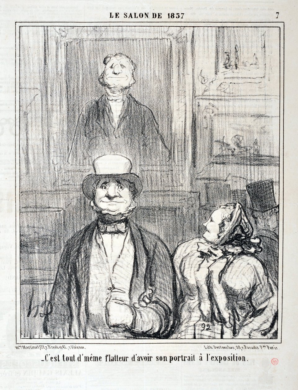 عمل فني من قبل هونور دومير (1808-1879). يعود تاريخ Charivari إلى عام 1857: Serie SALON DE 1857 "" - لا يزال من الممتع أن تكون له صورته في المعرض "" MUSEE DES BEAUX ARTS - PALAIS LONGCHAMP ، MARSEILLE بواسطة الشرف دومييه