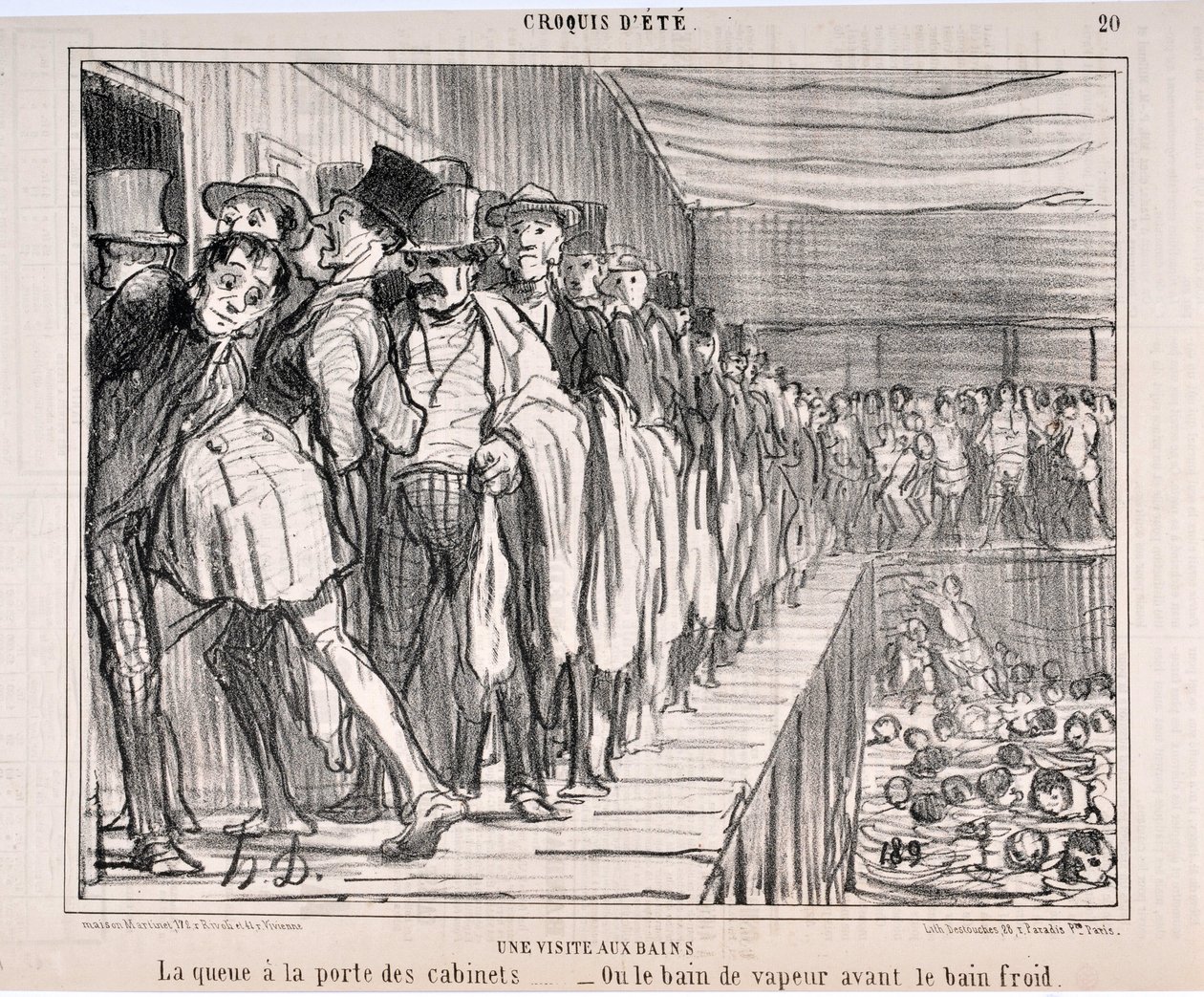 العمل الفني لـ Honore Daumier (1808-1879) يعود تاريخ Charivari إلى عام 1858: Serie CRUQUIS D