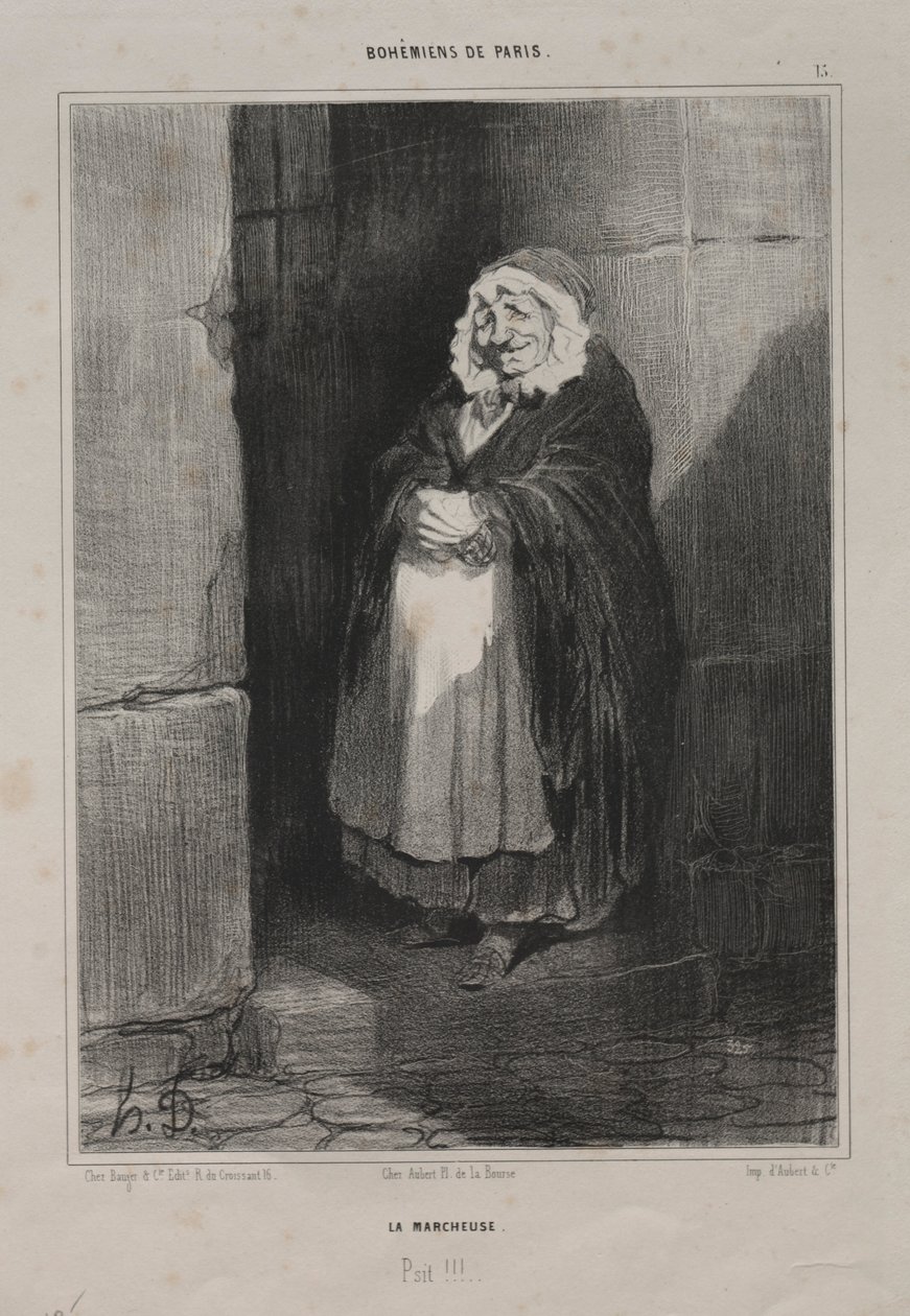 بوهيميون باريس ، اللوحة 15: The Pedestrain أو The Large Sick Woman ، 1841. بواسطة الشرف دومييه