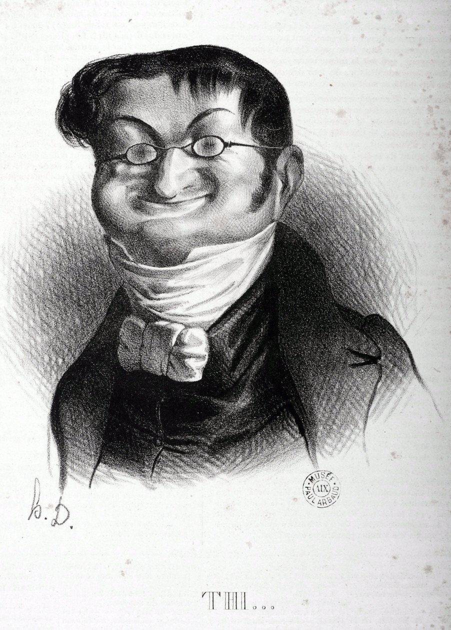 رسم كاريكاتوري لأدولف تييرز (1797-1877) ، رجل دولة فرنسي. رسم بواسطة هونور دومير (1808-1879). متحف أربود. بواسطة الشرف دومييه
