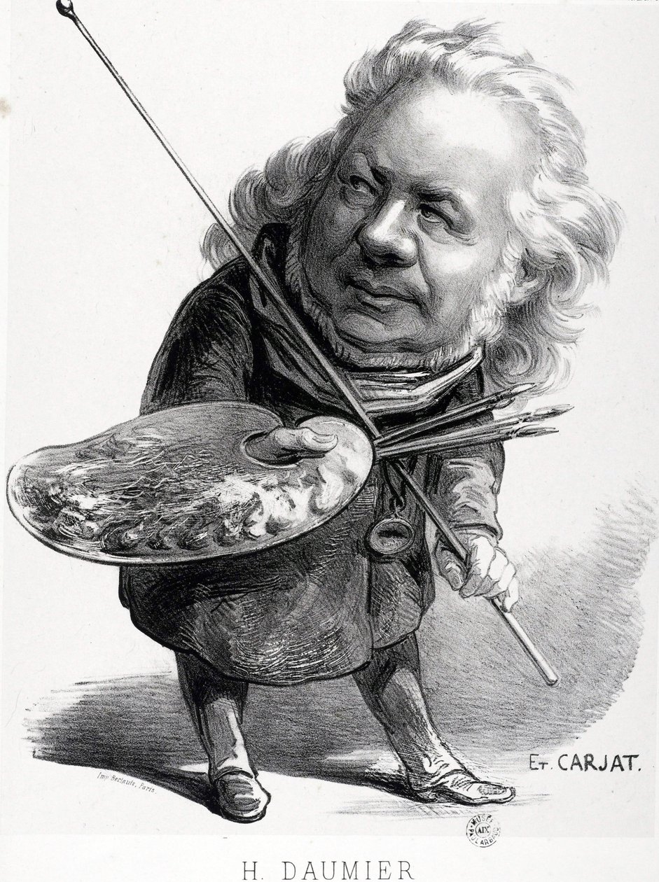 رسم كاريكاتوري لـ Honore Daumier (1808-1879) ، نقاش ورسام ونحات فرنسي. نقش كارجات (1828-1906). قاتمة: 29.5 × 23 سم. متحف أربود. بواسطة الشرف دومييه