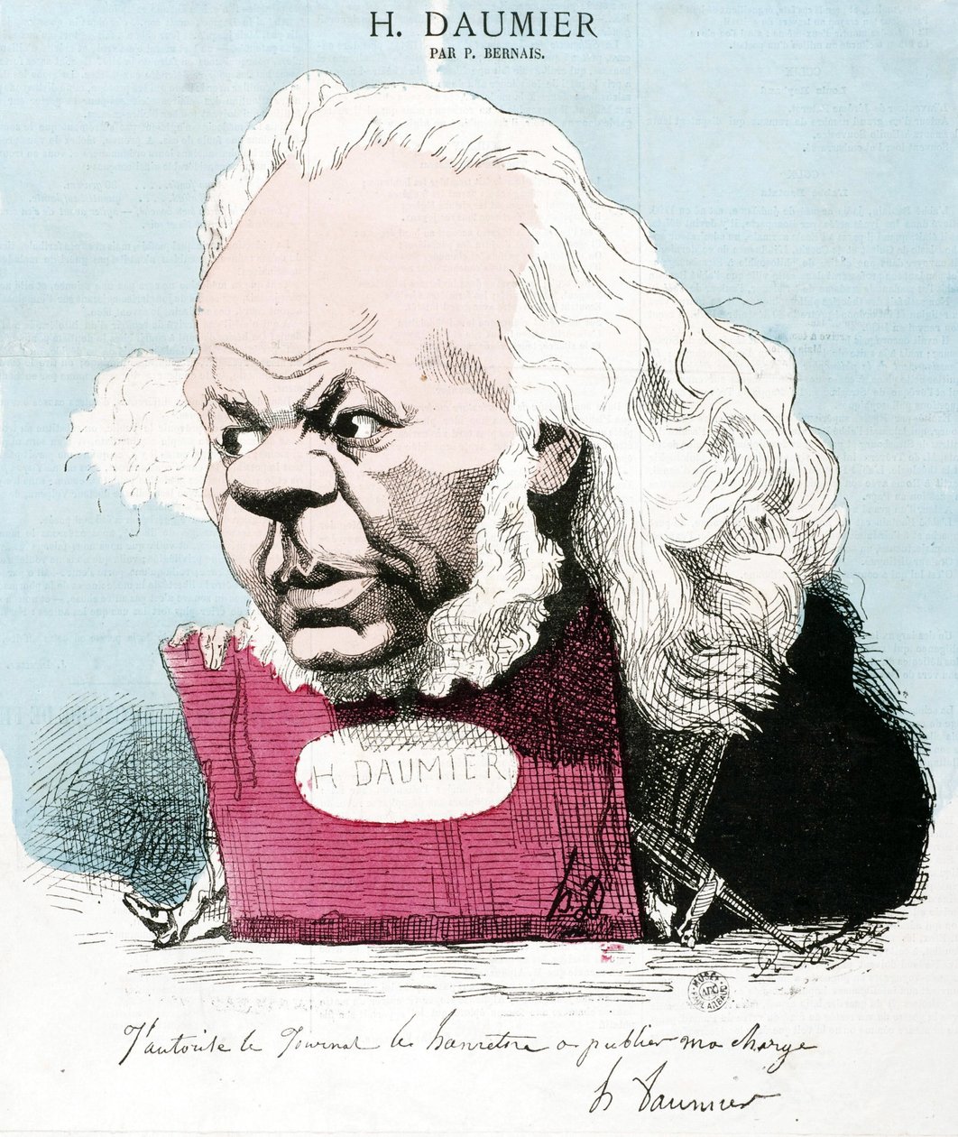 رسم كاريكاتوري لـ Honore Daumier (1808-1879) ، نقاش ورسام ونحات فرنسي. نقش من قبل P. Bernais. قاتمة: 33x30 سم. متحف أربود. بواسطة الشرف دومييه