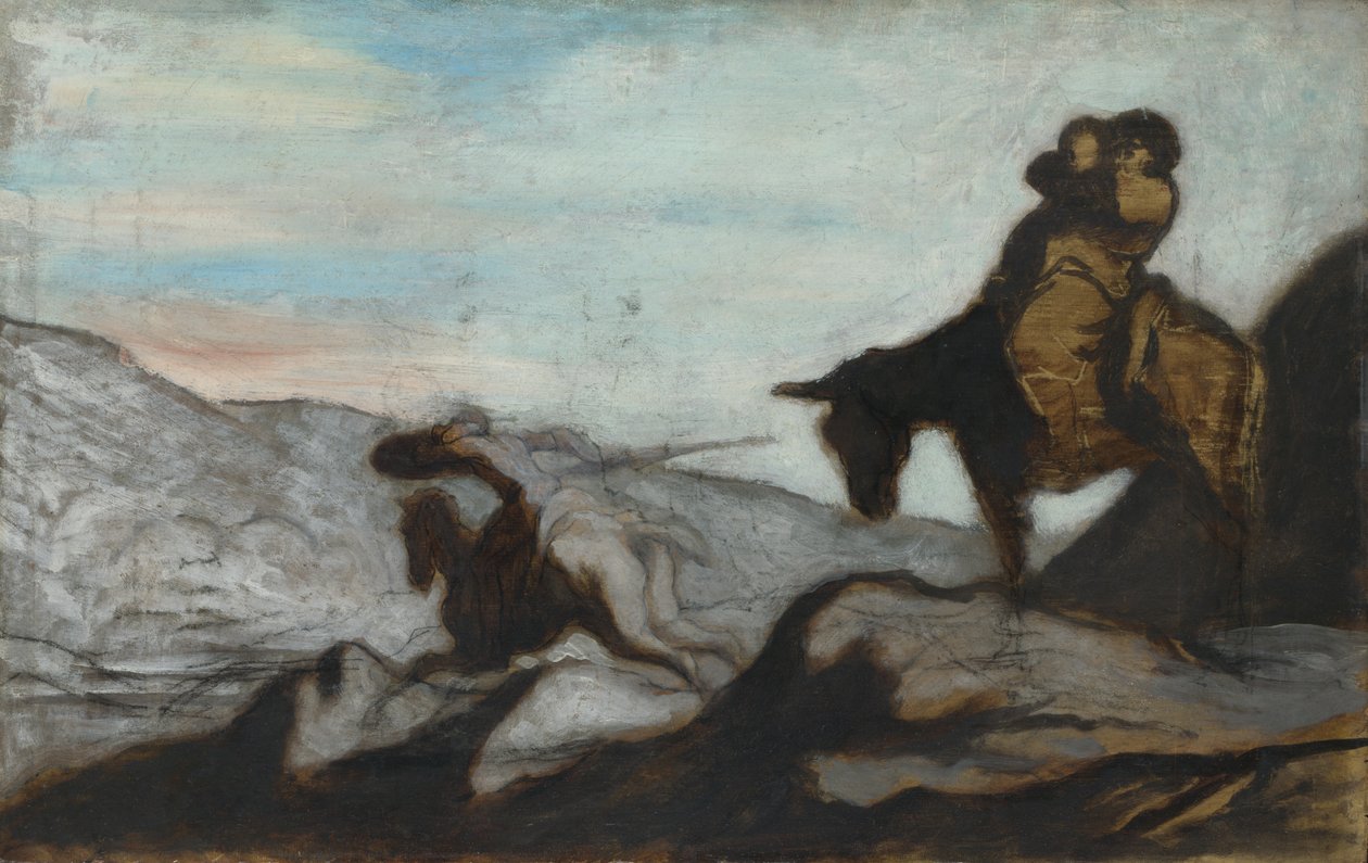 دون كيشوت وسانشو بانزا ، حوالي 1855 بواسطة الشرف دومييه