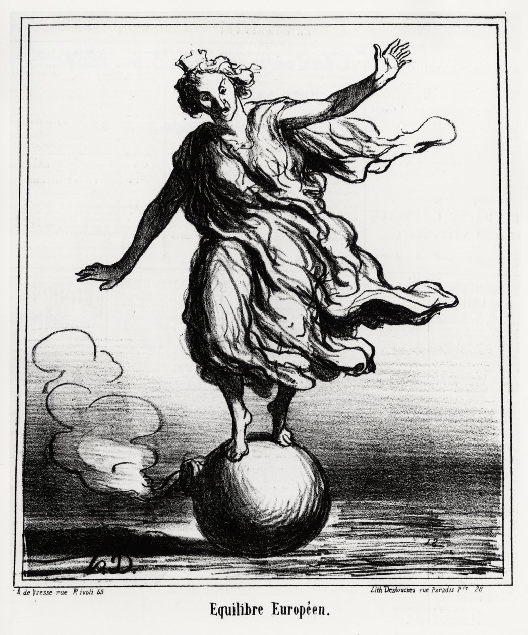 التوازن الأوروبي. توضيح d'Honore Daumier (1808-1879) ، نُشر في الأخبار ، "Charivari" ، بتاريخ 3 أبريل بواسطة الشرف دومييه