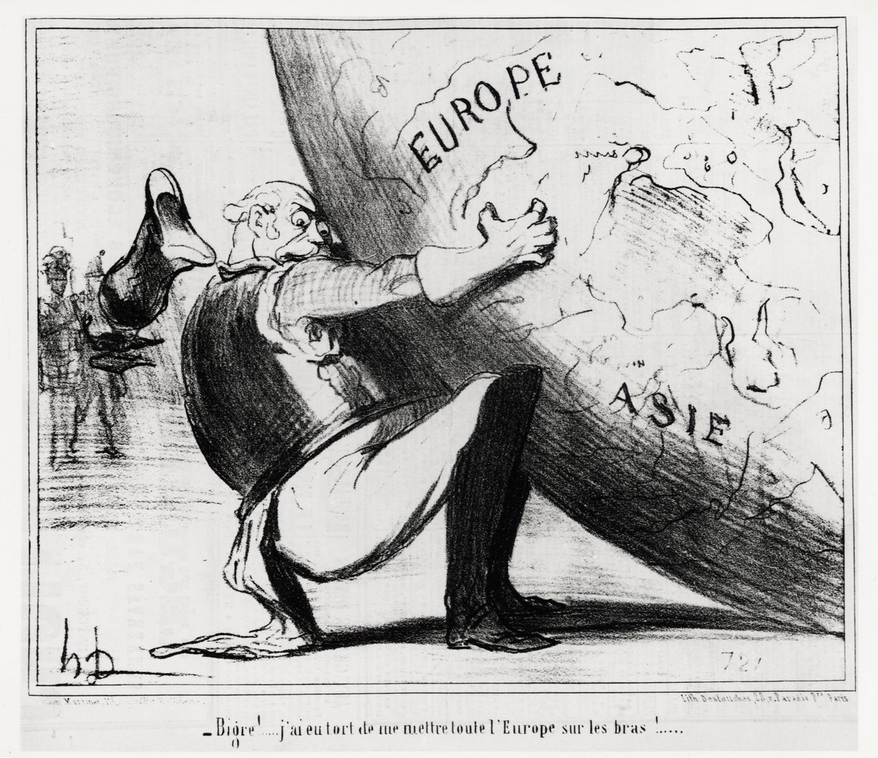 ألمانيا: كبيرة! ... كنت مخطئًا في وضع كل أوروبا بين يدي. توضيح d'Honore Daumier (1808-1879) ، نُشر في الأخبار ، "Charivari" ، بتاريخ 25 يناير بواسطة الشرف دومييه