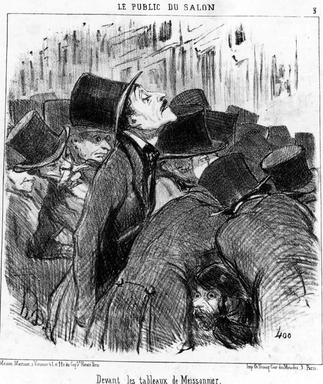 أمام لوحات Meissonnier ، مأخوذة من سلسلة الرسوم المتحركة "" Paintings and Salons "لـ Honore Daumier (1808-1879). "Charivari" بواسطة الشرف دومييه
