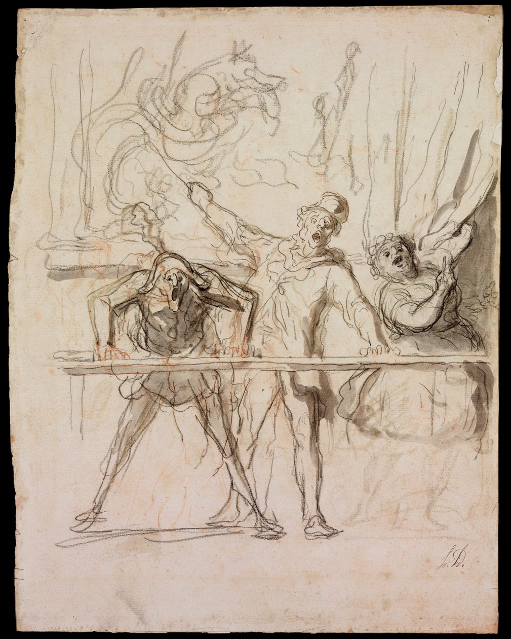 La Parade - العرض الجانبي - Daumier ، Honore (1808-1879) - 1865 - طباشير أسود ، ألوان مائية على ورق - 39،8x30،4 - Szepmuveszeti Muzeum ، بودابست بواسطة الشرف دومييه