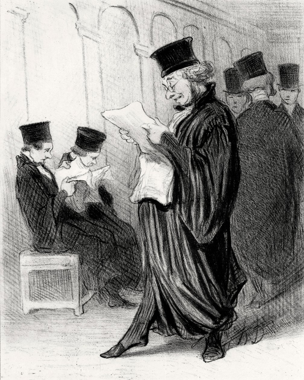 المحامي شابوتارد أثناء قراءته في مجلة قانونية تأبين لنفسه ، 1846. بواسطة الشرف دومييه