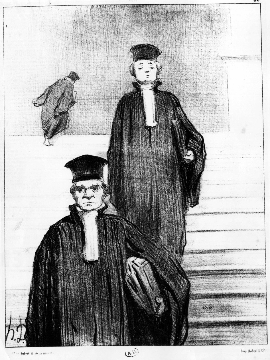 محامون ، رسم كاريكاتوري من قبل هونور دومير (1808-1879). "" Charivari "" بواسطة الشرف دومييه