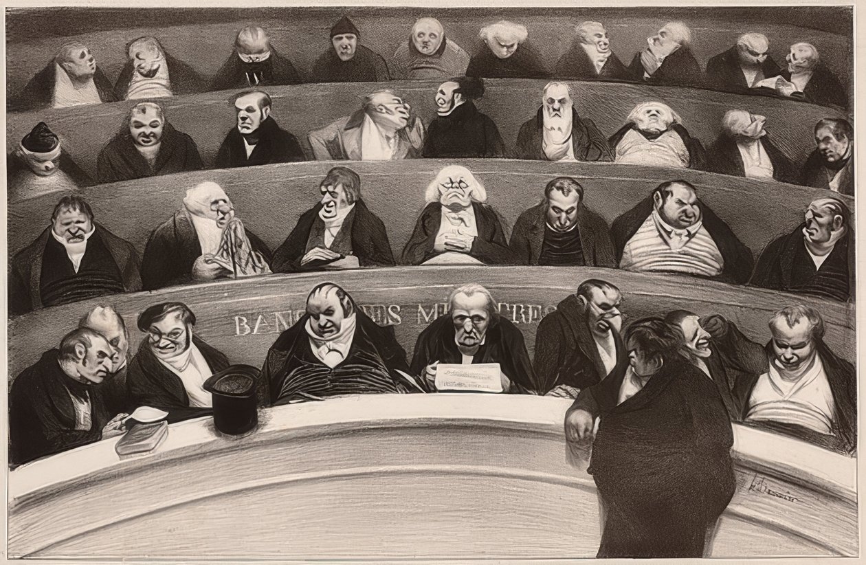 Le Ventre تشريعي. Aspects des bancs ministériels de la chambre improstituée de 1834 - البطن التشريعي. منظر للمقاعد الوزارية لغرفة غير المومس من عام 1834. 1834 بواسطة الشرف دومييه