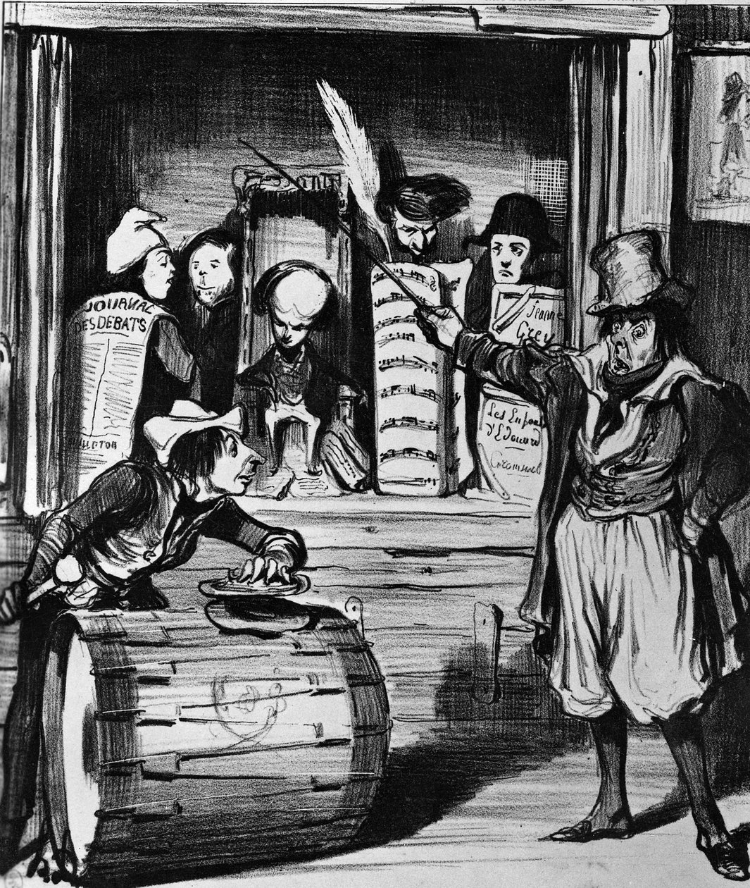 `` Les Saltimbanques &39;&39; ، صورة توضيحية من مجلة "La caricature" ، 28 أبريل 1839 (ليثو) بواسطة الشرف دومييه