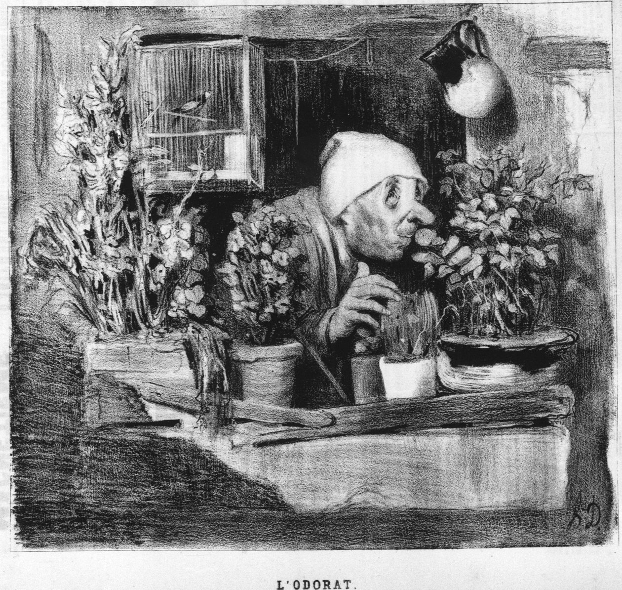 أورات: مسلسل مأخوذ من ““ Cinq sens ”، بقلم Honore Daumier (1808-1879). "" Charivari " بواسطة الشرف دومييه