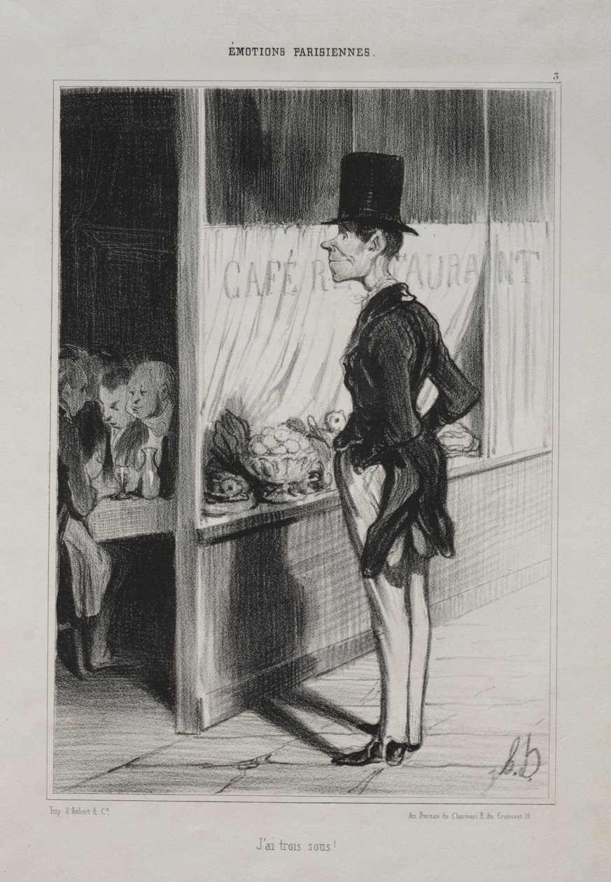 العواطف الباريسية ، اللوحة 3: لدي ثلاثة صوص !، 1839. بواسطة الشرف دومييه