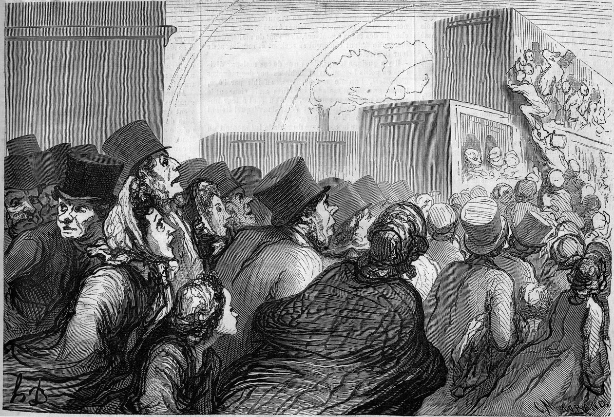 مسافر الأحد. كارتون من قبل هونور دومير (1808-1879). نقش في "" Le Monde Illustré "" رقم 264 بتاريخ 3 مايو 1862. بواسطة الشرف دومييه