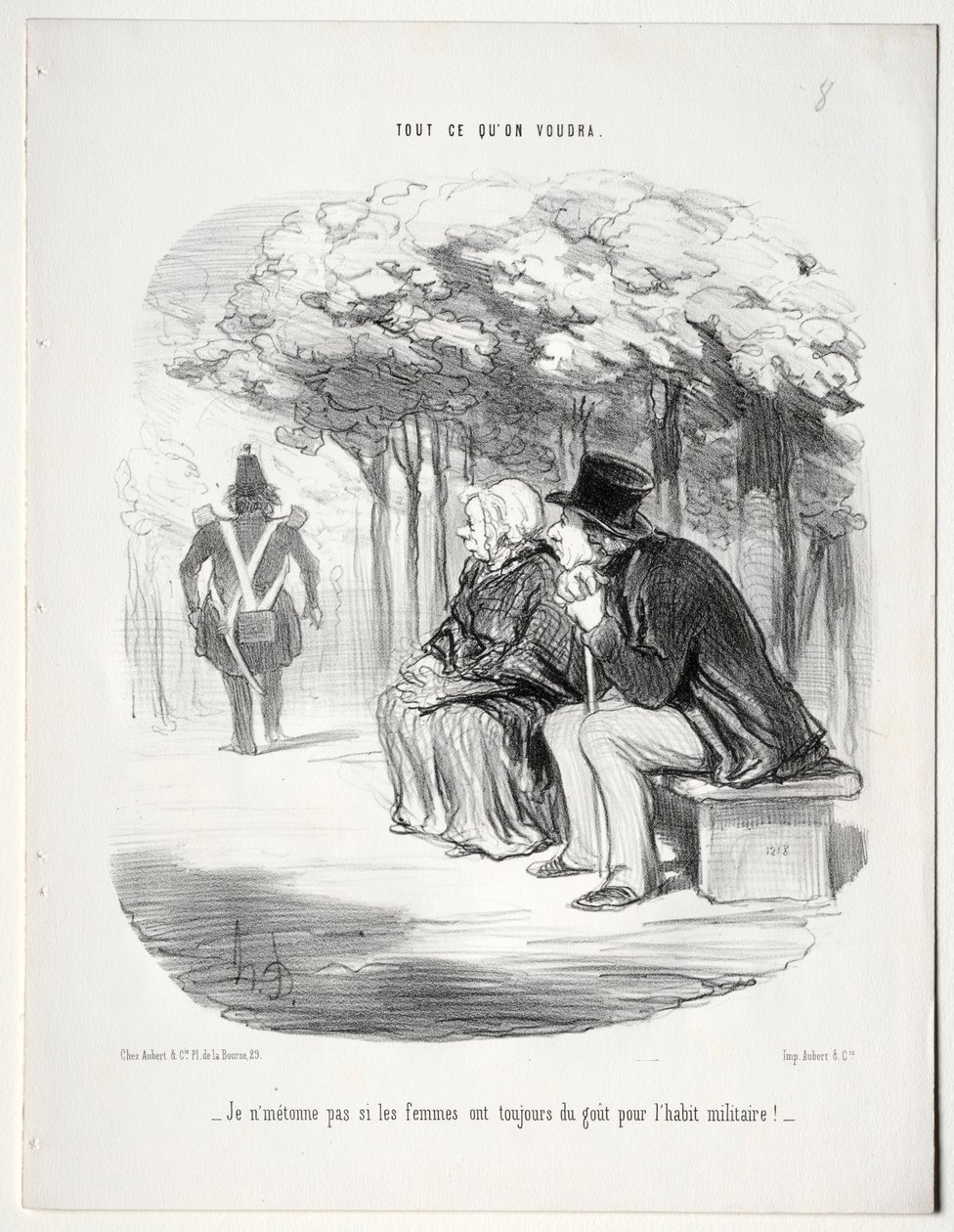 ما شئت ، اللوحة 51: لا أتساءل أن النساء دائما مغرمات بالزي العسكري ، 1848. بواسطة الشرف دومييه