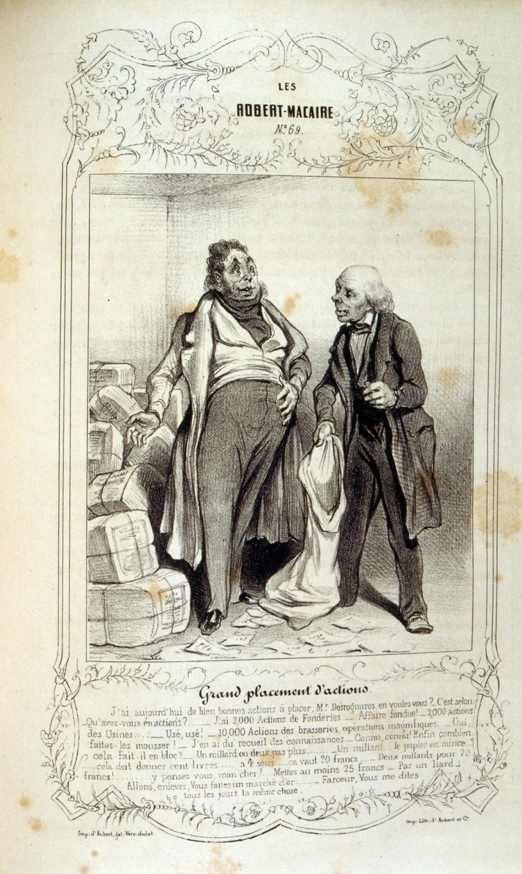 رسوم توضيحية حول الأفكار والأساطير Philipon تحت عنوان Les Cent و Robert Macaire بواسطة الشرف دومييه