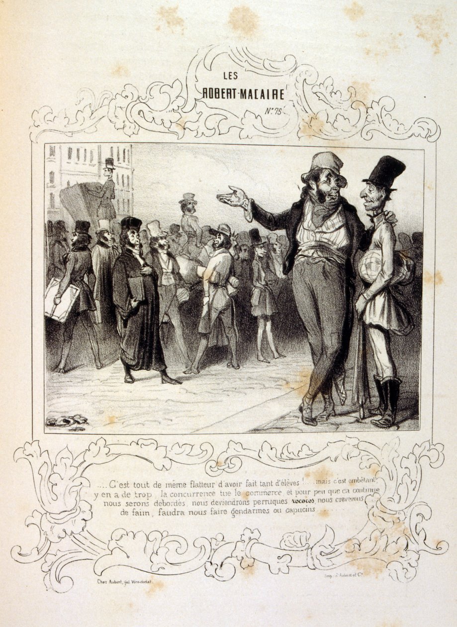 رسوم توضيحية حول الأفكار والأساطير Philipon تحت عنوان Les Cent و Robert Macaire بواسطة الشرف دومييه