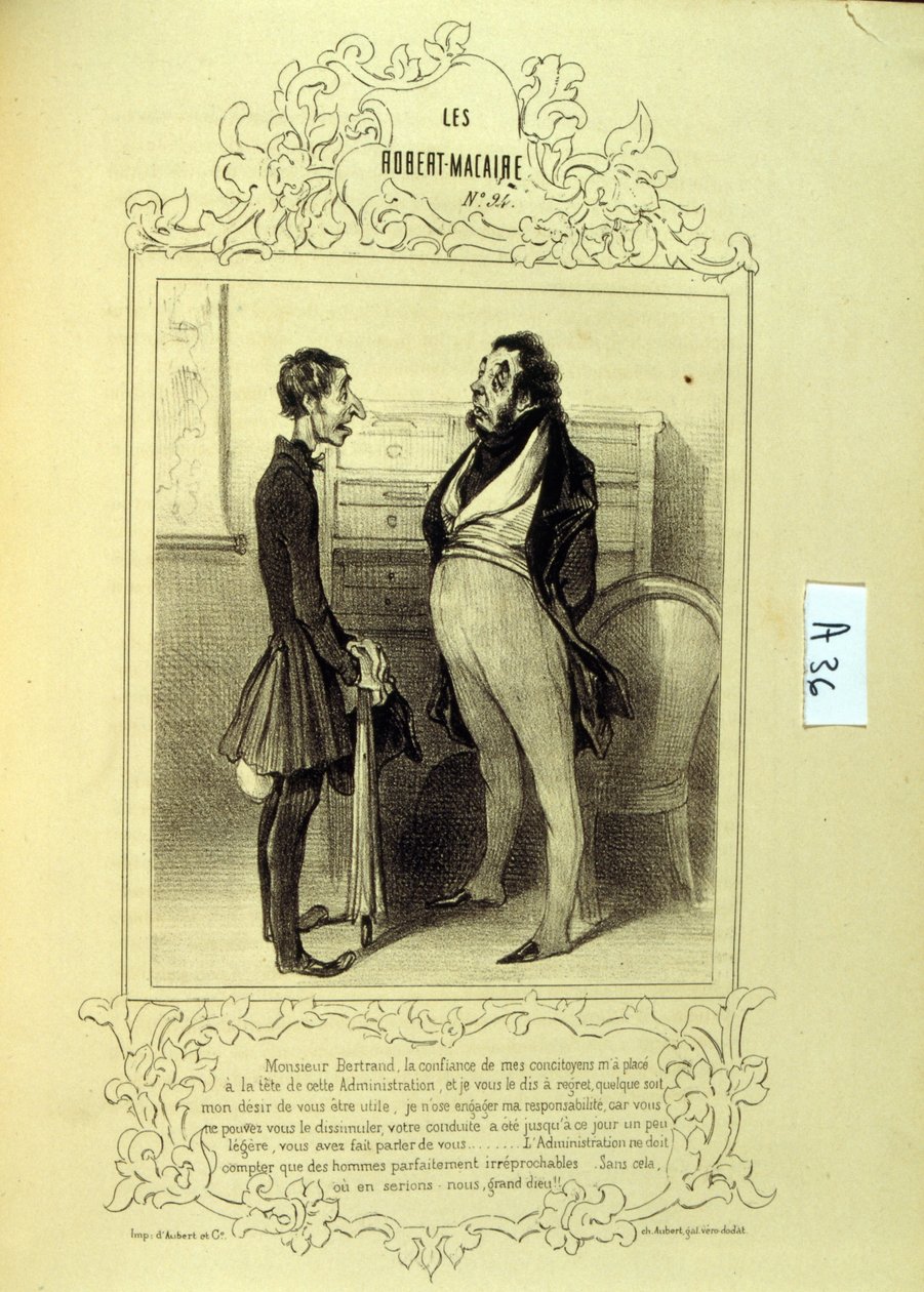 رسوم توضيحية حول الأفكار والأساطير Philipon تحت عنوان Les Cent و Robert Macaire بواسطة الشرف دومييه