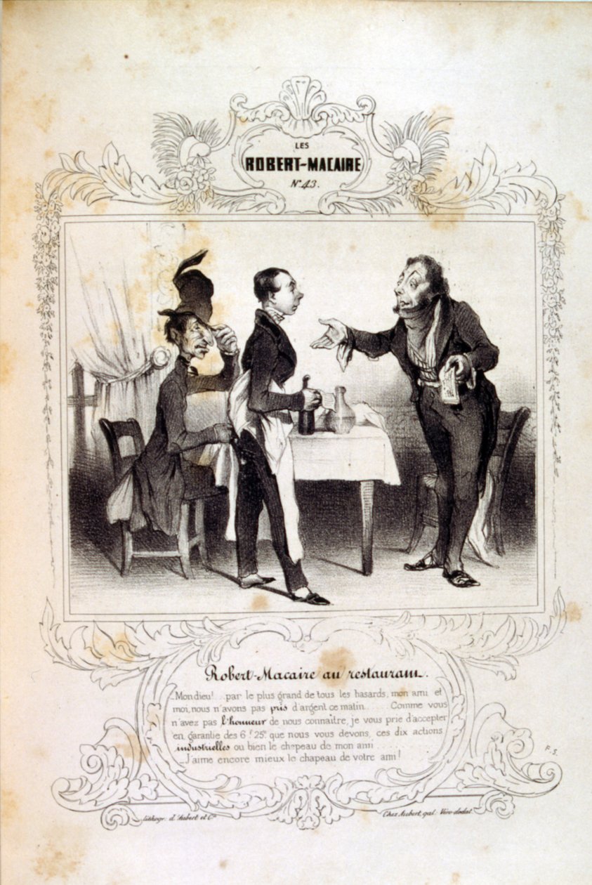 رسوم توضيحية حول الأفكار والأساطير Philipon تحت عنوان Les Cent و Robert Macaire بواسطة الشرف دومييه