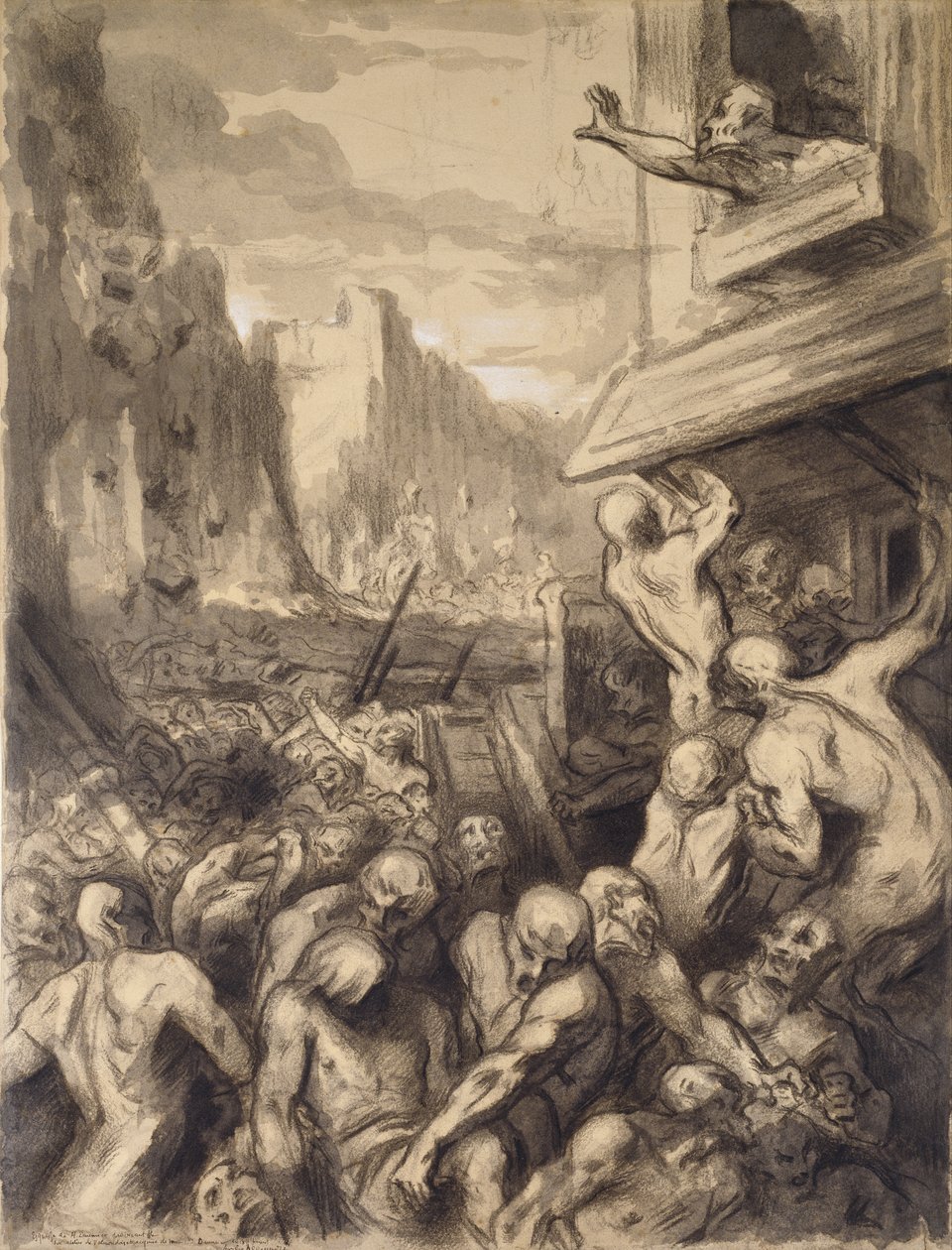 تدمير سدوم ، c.1850 (مرحاض وغواش على ورق) بواسطة الشرف دومييه