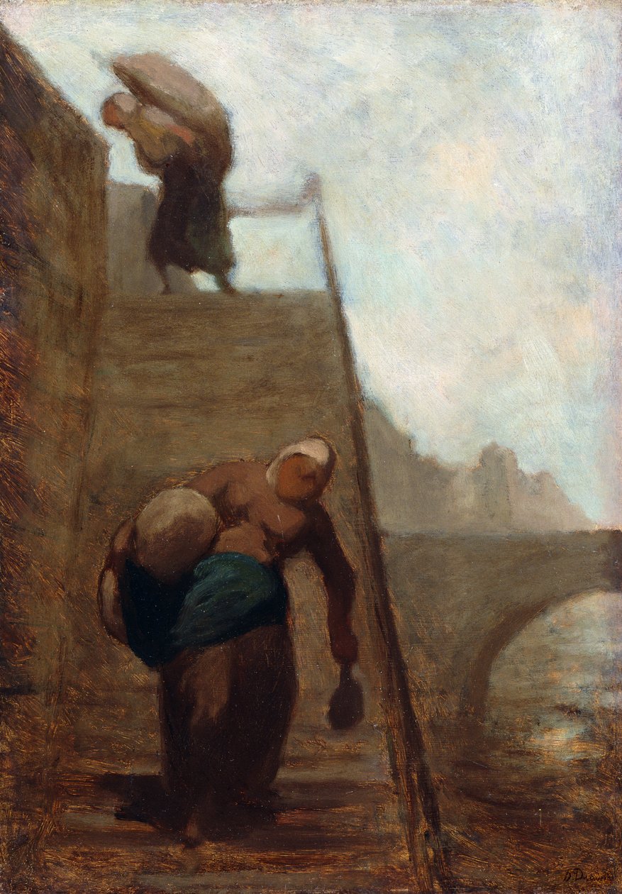 نساء غسالة على درجات الرصيف ، 1850-1852 بواسطة الشرف دومييه